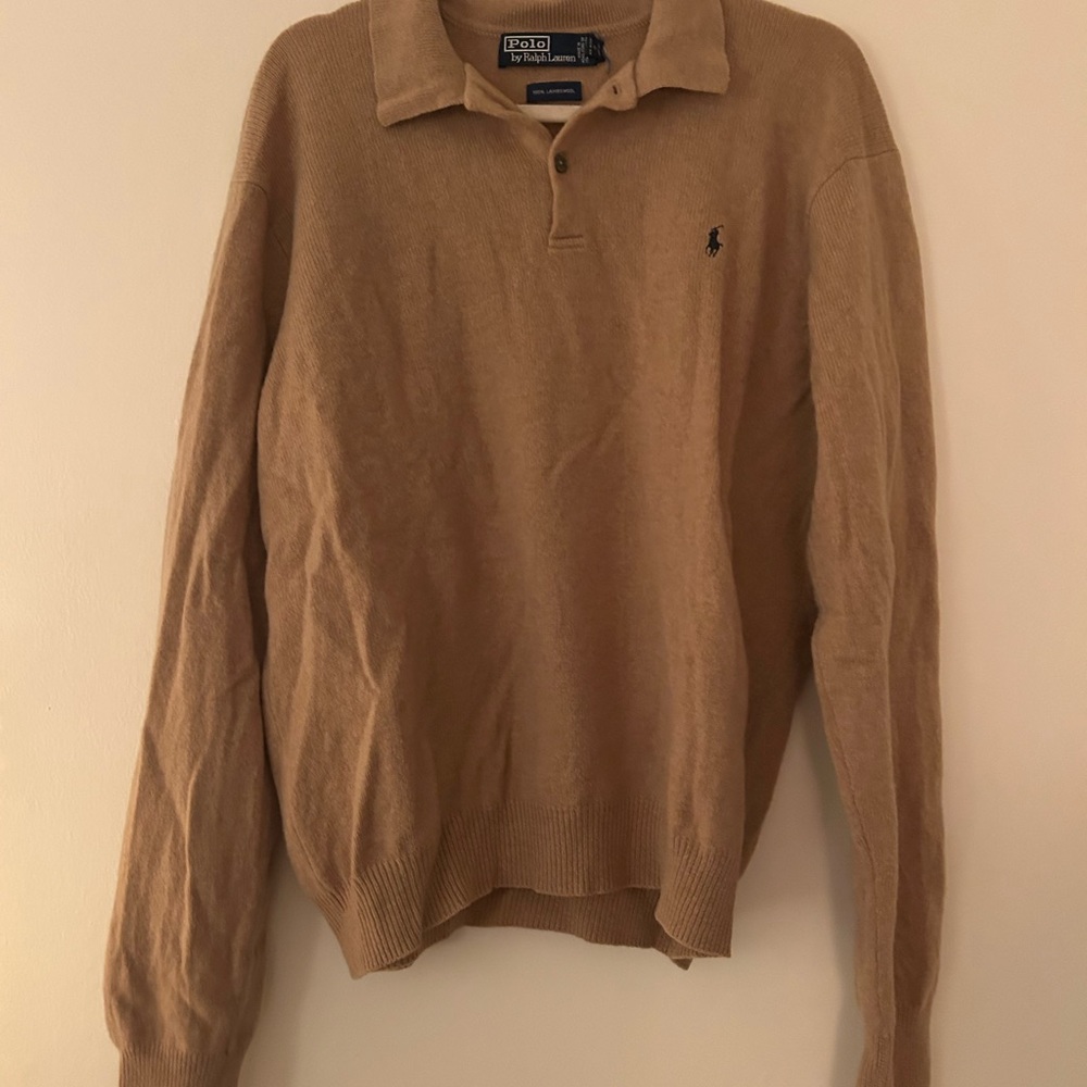 Ralph Lauren Camel Lambswool Polo Sweater